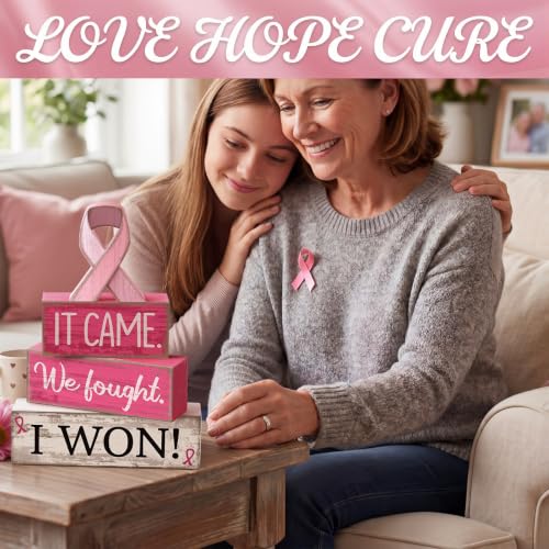 Lineshading 4 Pcs Breast Cancer Awareness Decor Pink Ribbon Table Decor - style: Breast Cancer