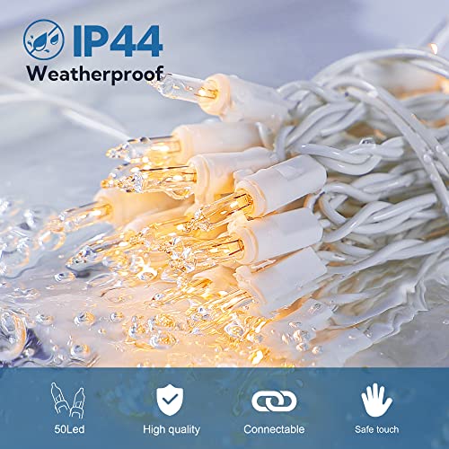 Clear Christmas Lights,13 FT 50Count White Lights White Wire - color: Warm White (White Wire), size: 50 count