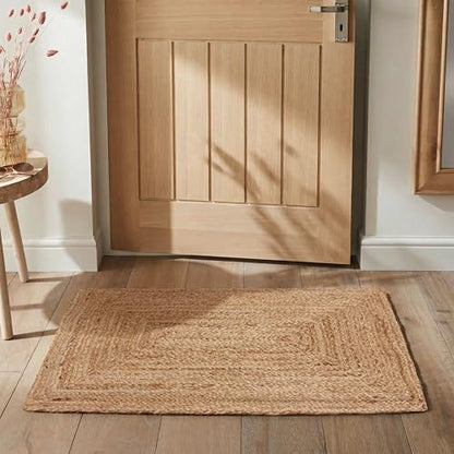 Hausattire Jute Braided Woven Kitchen Rug 2x3 Feet - Natural - color: Natural, size: 2'x3'