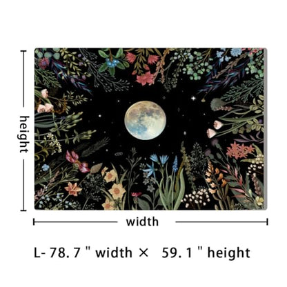 Amhokhui Moonlit Garden Tapestry Floral Flower Tapestries - size: 78.7"L x 59.1"W