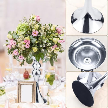 Sadnyy 16 Pcs Silver Metal Flower Vase, 12.6 Inch Wedding Table Centerpiece - color: Silver, size: 12.6 Inch