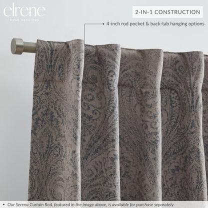 Threadmade Vittoria Paisley Printed Blackout Curtain Panel, Gray - 52" W x 95" L - color: Grey, size: 52"W x 95"L (Pack of 1)