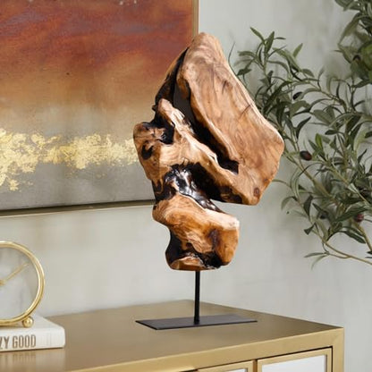 WELLAND Irregular Cedar Wood Sculpture 8.75" W x 1.75" D x 17.75" H Natural Edge Tabletop Statues, Handmade Ornaments, Décor for Living Room, Home Office, Bedroom, - size: Large
