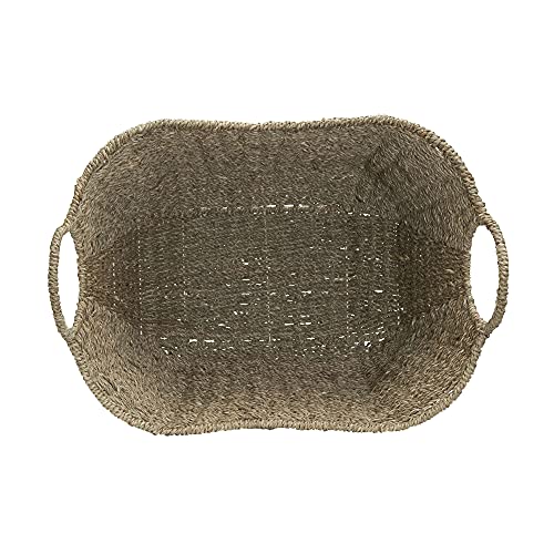 Household Essentials Seagrass Woven Storage Basket with Handles, Natural - color: Natural Seagrass