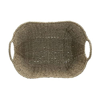 Household Essentials Seagrass Woven Storage Basket with Handles, Natural - color: Natural Seagrass