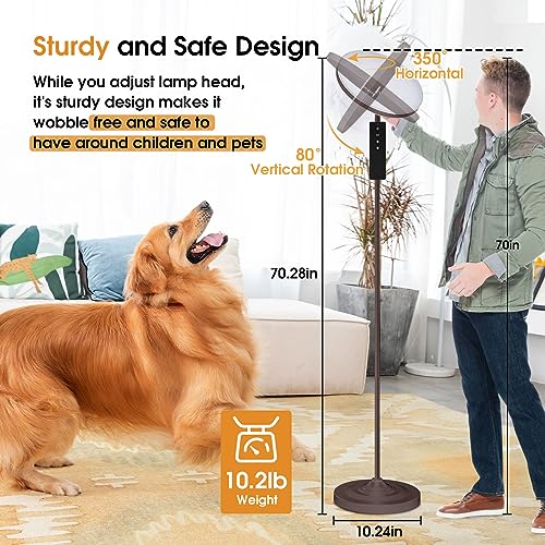 LED Torchiere Floor Lamp with Remote Control, Standing Lamp for Living Room - color: Copper Brown