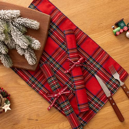 AQOTHES Christmas Plaid Placemats Set of 4 Red Green 12x18 Inch Table Decor - color: Red Big Plaid