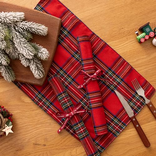 AQOTHES Christmas Plaid Placemats Set of 4 Red Green 12x18 Inch Table Decor - color: Red Big Plaid