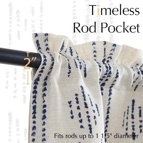 jinchan Striped Valance 18 Inch Modern Boho 1 Panel Blue on Linen - color: Boho Blue on Linen, size: 50"W x 18"L (Pack of 1)