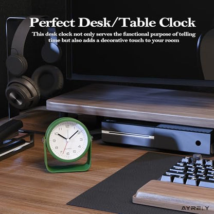 AYRELY® 3.5" Small Analog Travel Alarm Clock, Battery Operated Desk Clock - color: Dark Green