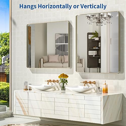 WEER Bathroom Vanity Mirror Brushed Nickel 36X30 Inch - color: Brushed Nickel, size: 36"L x 30"W