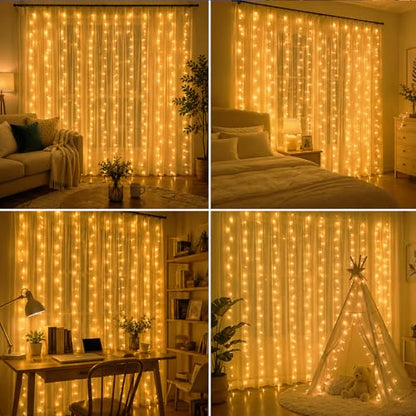 Afirst Led Curtain Lights for Bedroom, 2 Packs Curtain Fairy Lights Plug in