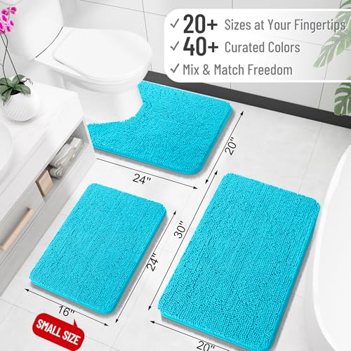 OLANLY Toilet Rugs U-Shaped 20x20, Soft Absorbent Chenille Contour Rugs - color: Aqua Sky, size: 20" X 20" Contour Rug