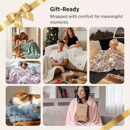 Bedsure Cloud Bubble Blanket, Soft Cozy Throw, Off White, 50"×60" - color: 01 Off White, size: Throw (50" X 60")