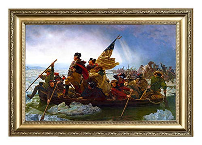 ELITEART- Washington Crossing the Delaware By Emanuel Gottlieb Leutze Oil Painting Reproduction Giclee Wall Art Canvas Prints-Framed Size:21"x29" - color: Framed(SF802), size: 29"L x 21"W