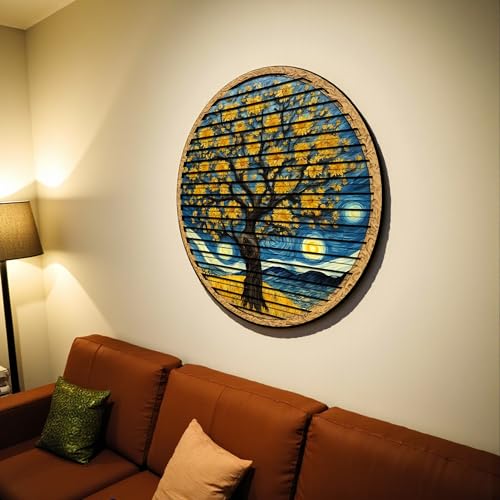 Tree Of Life, Carved Wood Wall Art, 3D Wall Decor, Home Decor, Housewarming Gift, Wall Hangings, Round Wall Art, Wooden Wall Decor,Home Art, Home Decor - color: Prosper, size: 20"L x 20"W