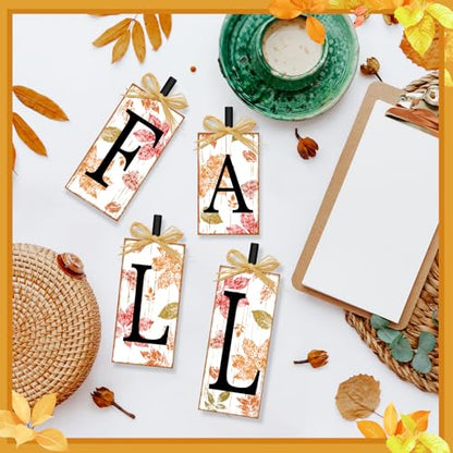 Britimes Fall Maple Leaf Sign Tiered Tray Decor, 4 Pack, Wooden - style: White Fall Lettered