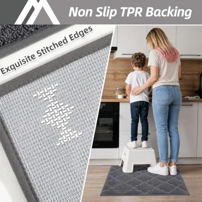 COSY HOMEER Kitchen Rugs Non Slip Washable 20"x32",Dark Grey - color: Dark Grey, size: 20"X 32"