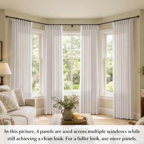 Semi Sheer Pinch Pleated Linen Curtains for Living Room 108 Inches, Natural - color: Natural, size: 40"W x 108"L (Pack of 2)