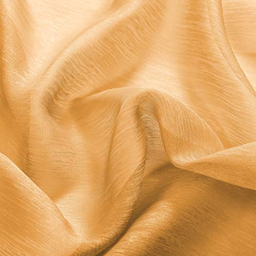 DONREN Gold Yellow Textured Sheer Luxury Look Curtains Privacy Protected Natural Light Through Drapes for Bedroom 52 W x 63 L Inch 2 Panels - color: Gold Yellow, size: 52"W x 63"L (Pack of 2)
