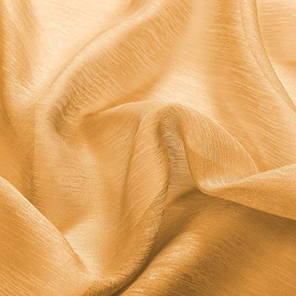 DONREN Gold Yellow Textured Sheer Luxury Look Curtains Privacy Protected Natural Light Through Drapes for Bedroom 52 W x 63 L Inch 2 Panels - color: Gold Yellow, size: 52"W x 63"L (Pack of 2)