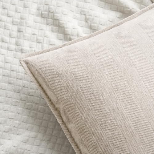 MIULEE Pack of 2 Cream Beige Euro Shams Chenille Pillow Covers 26x26 Inch - color: Cream Beige, size: 26" x 26" (Pack of 2)