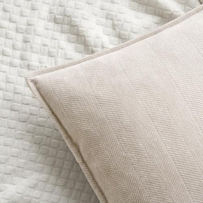 MIULEE Pack of 2 Cream Beige Euro Shams Chenille Pillow Covers 26x26 Inch - color: Cream Beige, size: 26" x 26" (Pack of 2)