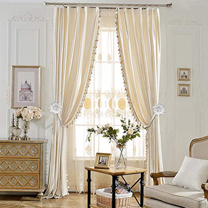 AULEEP Magnetic Curtain Tiebacks Crystal Curtain Ties Holdbacks, 4 Pack