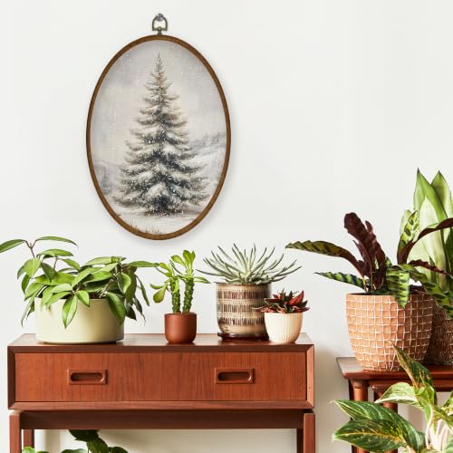 WULQYING Vintage Snowy Christmas Tree Oval Wall Art Decor Home 8.6x11.4 - color: Color02