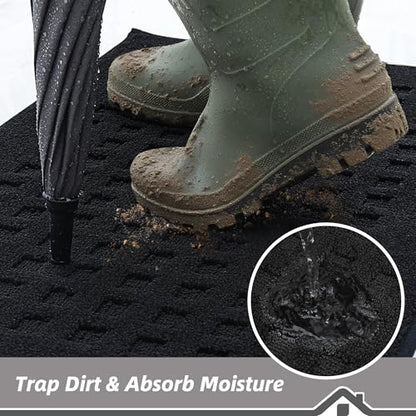BEQHAUSE Dirt Trapper Door Mats 24"x36", Non Slip Washable, Black - color: Black, size: 24" X 36" (Rectangular)