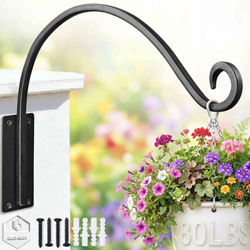 Qiang Ni Heavy-Duty Plant Hanger-16 Inch 80Lbs Outdoor Wall Mount Bracket - color: 16"-Black-1Pcs, size: 16" Black