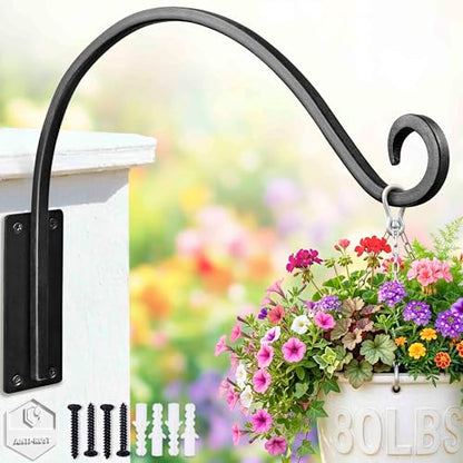 Qiang Ni Heavy-Duty Plant Hanger-16 Inch 80Lbs Outdoor Wall Mount Bracket - color: 16"-Black-1Pcs, size: 16" Black