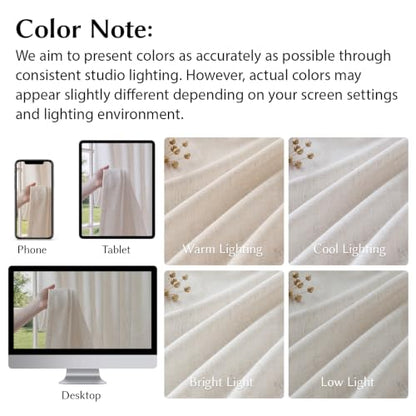 Semi Sheer Pinch Pleated Linen Curtains for Living Room 108 Inches, Natural - color: Natural, size: 40"W x 108"L (Pack of 2)