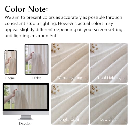 Semi Sheer Pinch Pleated Linen Curtains for Living Room 102 Inches, Natural - color: Natural, size: 40"W x 102"L (Pack of 2)