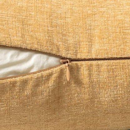 MIULEE Soft Chenille Throw Pillow Covers Beige Yellow 16x16 Inch Pack of 2 - color: Beige Yellow, size: 16" x 16" (Pack of 2)