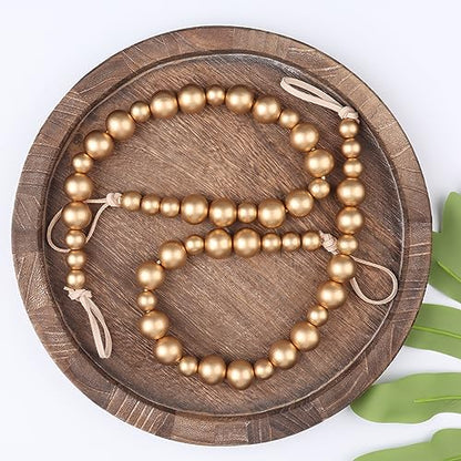 2 Pack Wood Bead Curtain Tieback, Boho Curtain Holdbacks, Gold - color: Gold