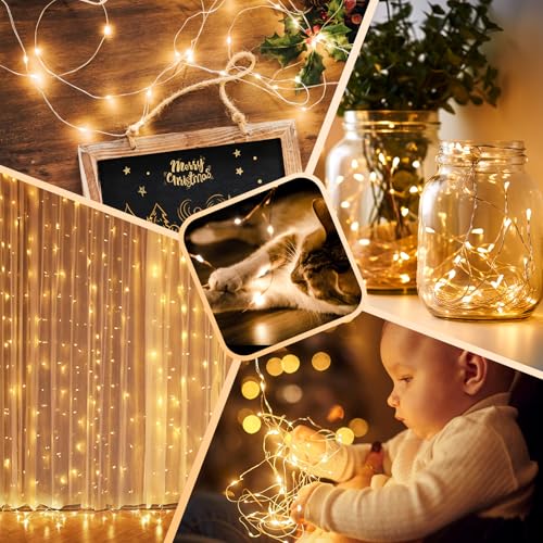 2 Pack 33FT 100 LED Fairy Lights Battery Operated with Timer & Remote