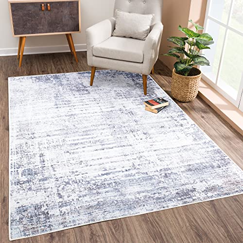 Bloom Rugs Washable Non-Slip 2' x 3' Rug - Gray/Charcoal/Blue Modern Abstract Area Rug for Living Room, Bedroom, Dining Room, and Kitchen - Exact Size: 2' x 3' - color: Gray / Charcoal / Blue, size: 2' x 3' (Rectangular)
