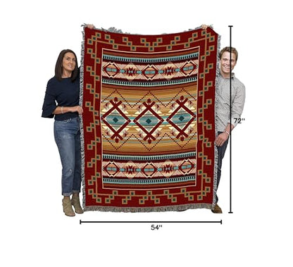 Pure Country Weavers Las Cruces Teal Blanket - Southwest Native American Inspired - Gift Tapestry Throw Woven from Cotton - Made in the USA (72x54) - color: Las Cruces Teal, size: Large
