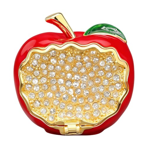 Cute Apple Metal Jewelry Box Daisy Trinket Organizer Storage Gift For Women - color: apple-red