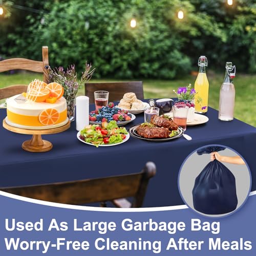 NatNarr 6 Pcs Navy Blue Plastic Tablecloths, Scalloped Blue Table Cloth - color: Navy Blue, size: 6 Pack