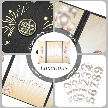 Black Gold Birthday Party Decoration 18"x12" Guest Sign in Book Alternative - color: Black