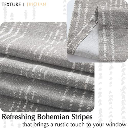jinchan Striped Valance 18 Inch Modern Boho 1 Panel Taupe Grey - color: Boho Taupe Grey, size: 50"W x 18"L (Pack of 1)