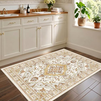 Arenarug 3x5 Washable Area Rug for Bedroom, Khaki Rusty Yellow - color: Khaki Rusty Yellow, size: 3' x 5' (Rectangular)