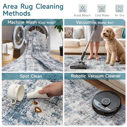 Washable 2x8 Runner Rug: Modern Abstract Carpet Runners for Hallway - color: Blue, size: 2' x 8' (Runner)