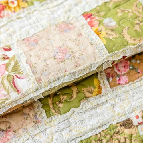 vctops Set of 2 Cotton Quilted Throw Pillow Covers (Patchwork R,18"x18") - color: Patchwork Flower R