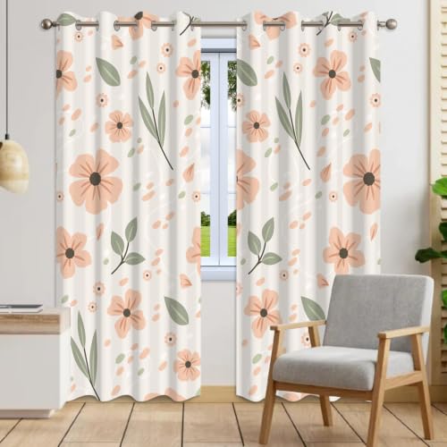Pink Floral Blackout Curtains for Bedroom 84 Inches Long - color: Floral-i