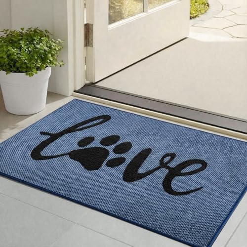 Bulijojo Dirt Trapper Door Mat, 24"x36" Non Slip Entrance Mat Blue - color: Blue, size: 2' x 3' (Rectangular)