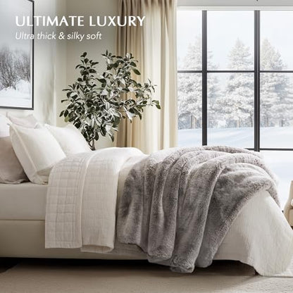 EverGrace Faux Chinchilla Fur Throw Blanket, 60"x80", Champagne Fawn - color: Champagne Fawn, size: 60"x80"