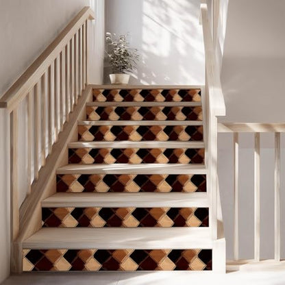 IVN Wallpaper Border Peel and Stick Wall Brown Diamond Check 4x196 Inch - color: Brown Diamond Check